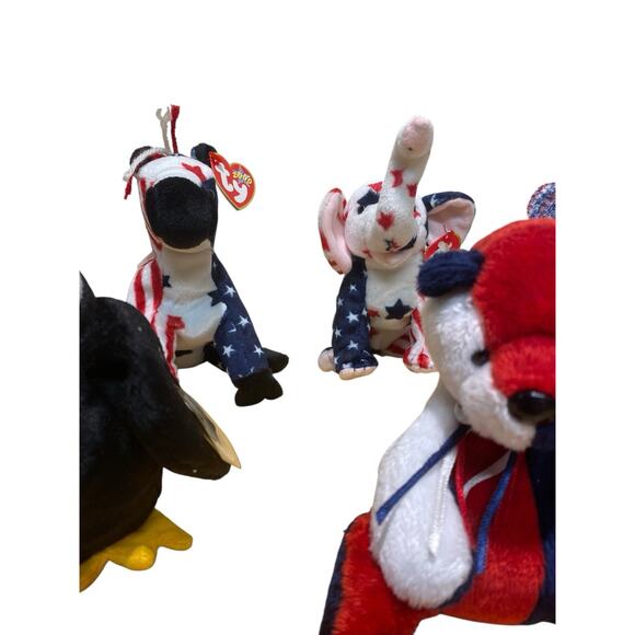 Beanie Babies America Themed Lot Of 7 USA Glory Hero Patriot Baldy Lefty Righty - Picture 5 of 8